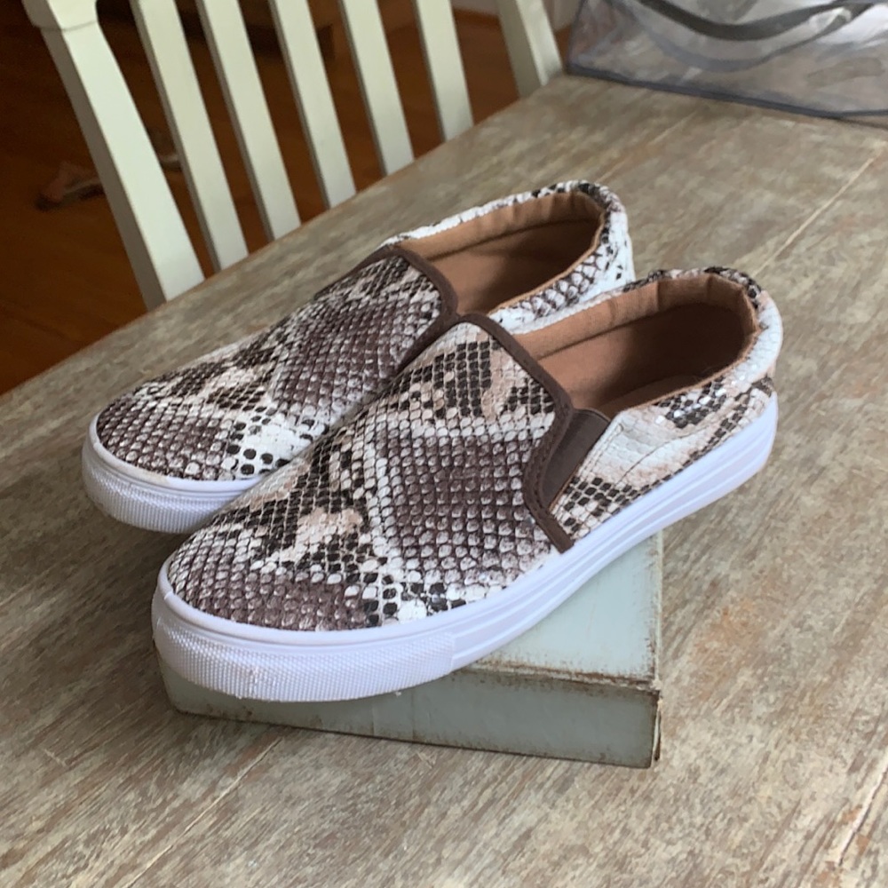 Snakeskin slip-ons